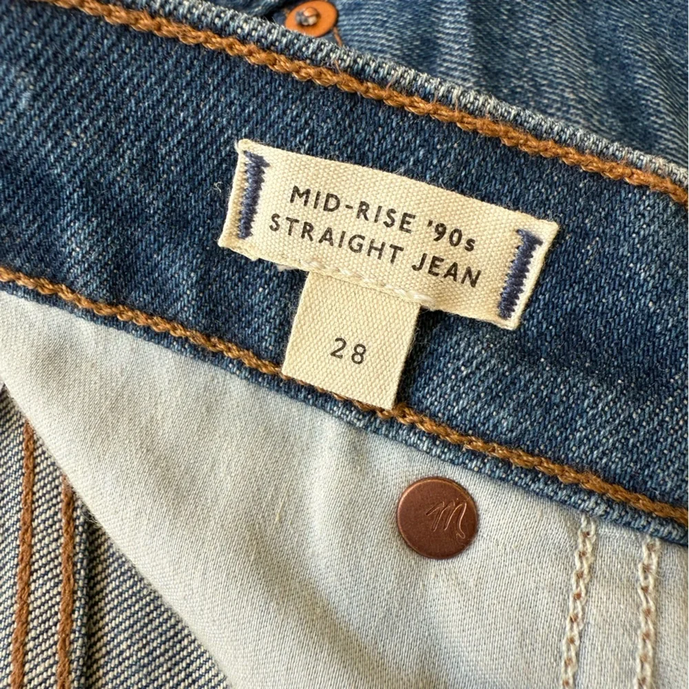 MADEWELL Mid Rise 90s Straight Denim Blue Jeans Casual Staple Comfy Stretch 28 - Picture 6 of 9